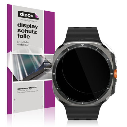 Klare Displayschutzfolie von dipos passend für Samsung Galaxy Watch Ultra, präziser Zuschnitt und blasenfrei montiert