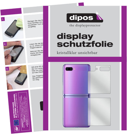 Klare Displayschutzfolie von dipos passend für Samsung Galaxy Z Flip Rückseite, präziser Zuschnitt und blasenfrei montiert