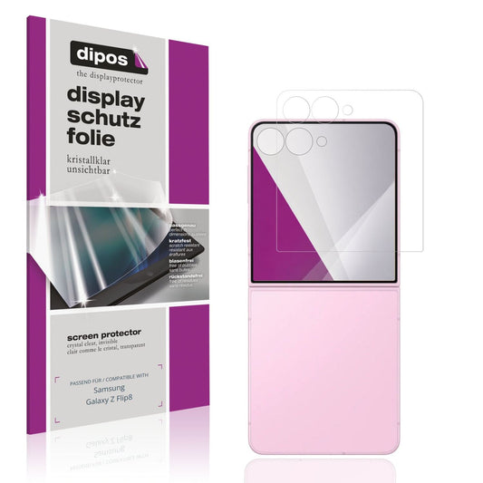 Klare Displayschutzfolie von dipos passend für Samsung Galaxy Z Flip8 Aussenseite, präziser Zuschnitt und blasenfrei montiert