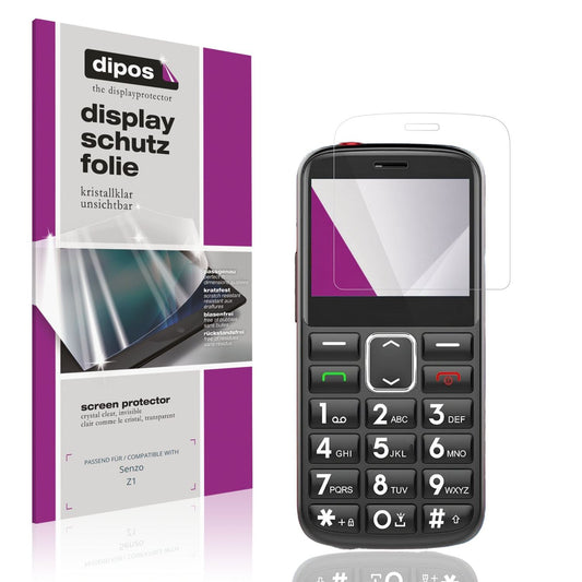 Klare Displayschutzfolie von dipos passend für Senzo Z1, präziser Zuschnitt und blasenfrei montiert