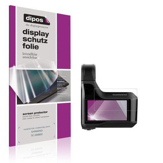 Klare Displayschutzfolie von dipos passend für SHIMANO SC-EM800, präziser Zuschnitt und blasenfrei montiert