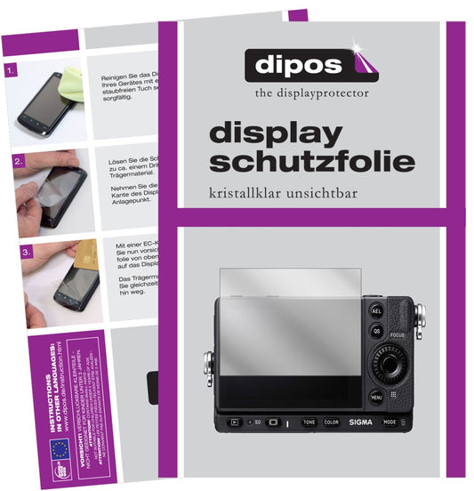 Klare Displayschutzfolie von dipos passend für Sigma fp L, präziser Zuschnitt und blasenfrei montiert