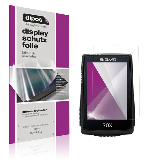 Klare Displayschutzfolie von dipos passend für Sigma ROX 4.0 SE, präziser Zuschnitt und blasenfrei montiert