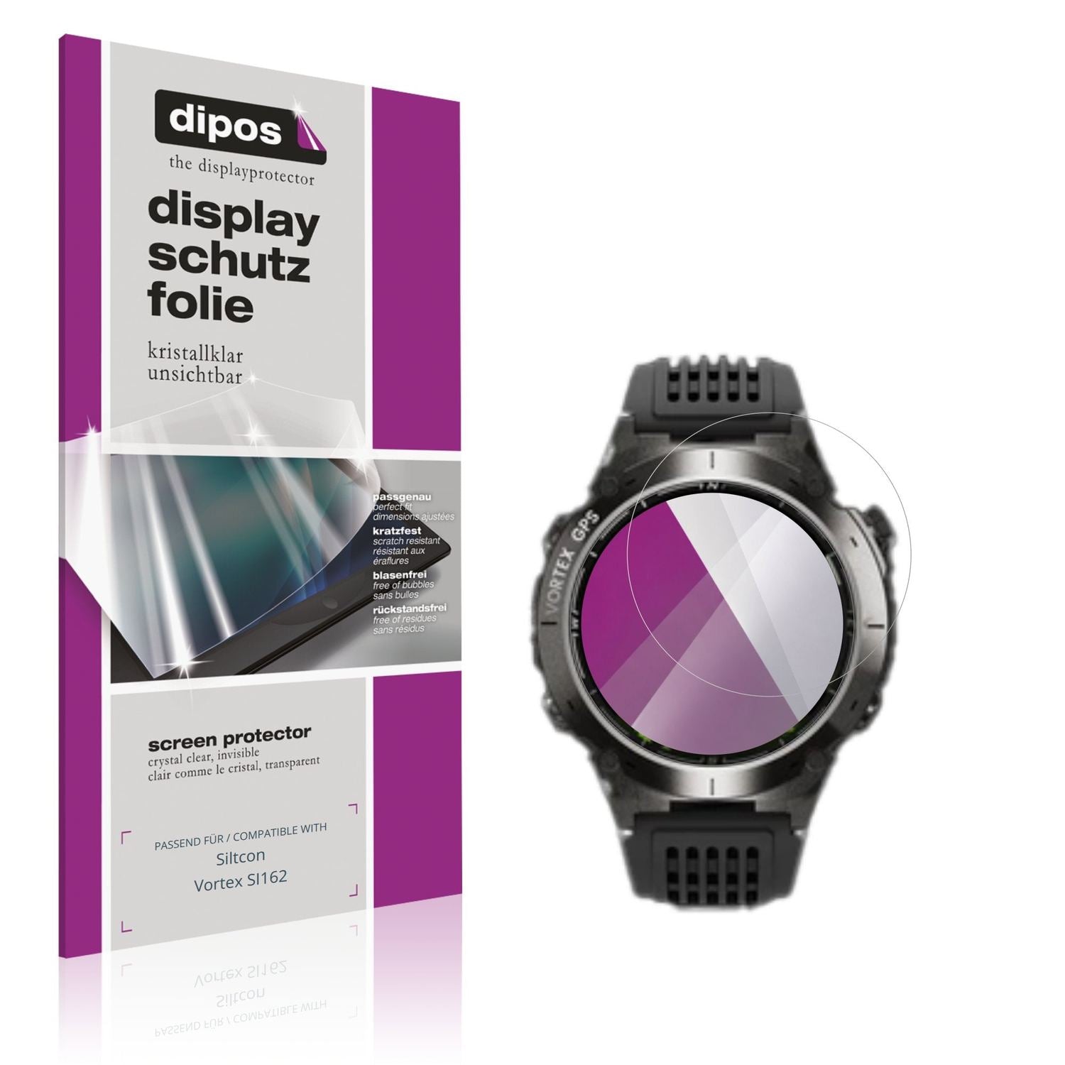 Klare Displayschutzfolie von dipos passend für Siltcon Vortex SI162, präziser Zuschnitt und blasenfrei montiert