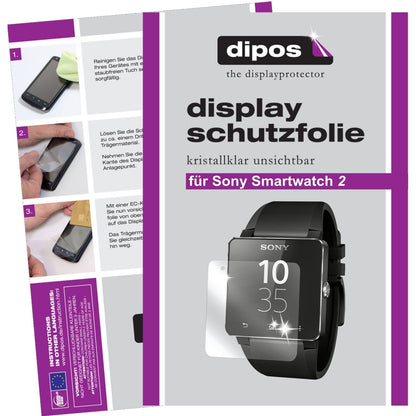 Klare Displayschutzfolie von dipos passend für Smartwatch 2 Sony, präziser Zuschnitt und blasenfrei montiert