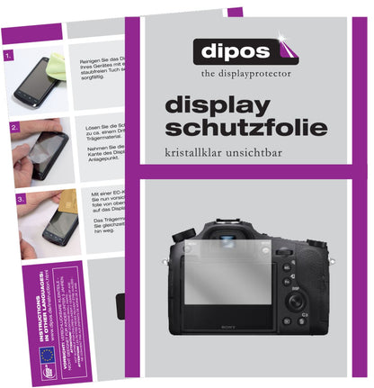 Klare Displayschutzfolie von dipos passend für Sony Cyber-Shot DSC-RX10 IV, präziser Zuschnitt und blasenfrei montiert