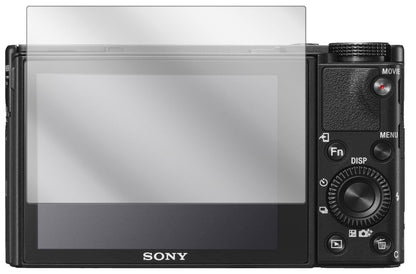 Klare Displayschutzfolie von dipos passend für Sony DSC-RX100 V, präziser Zuschnitt und blasenfrei montiert