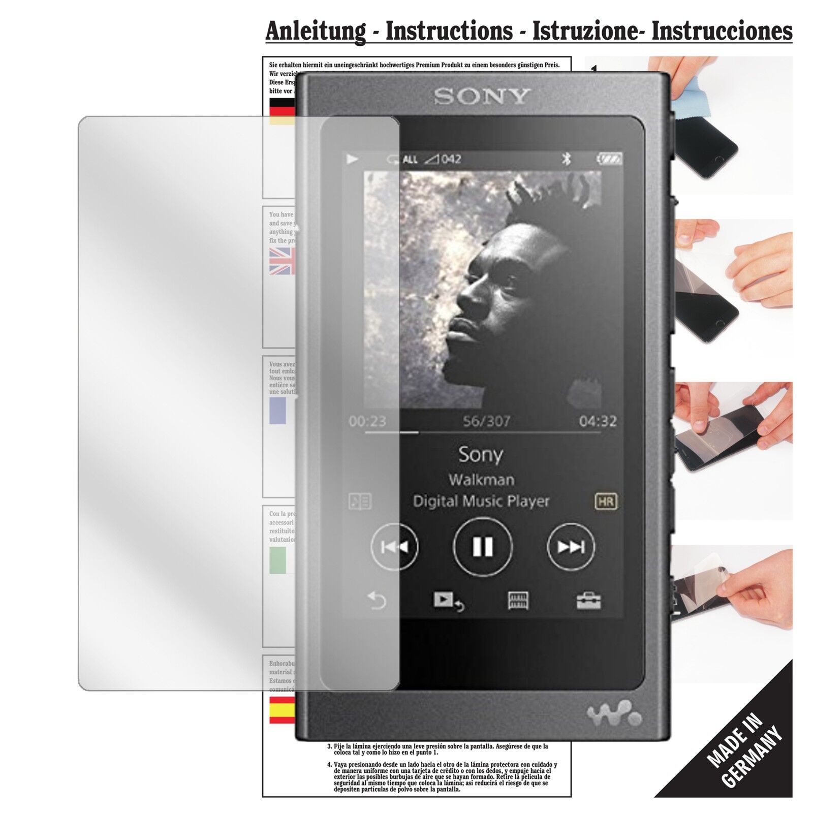 Klare Displayschutzfolie von dipos passend für Sony Walkman NW-A35, präziser Zuschnitt und blasenfrei montiert