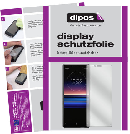 Klare Displayschutzfolie von dipos passend für Sony Xperia 1, präziser Zuschnitt und blasenfrei montiert