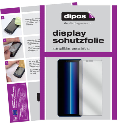 Klare Displayschutzfolie von dipos passend für Sony Xperia 10 II, präziser Zuschnitt und blasenfrei montiert