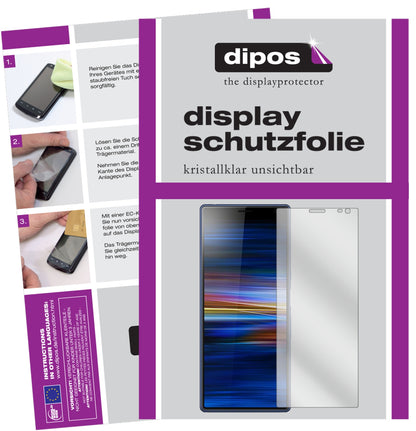Klare Displayschutzfolie von dipos passend für Sony Xperia 10, präziser Zuschnitt und blasenfrei montiert