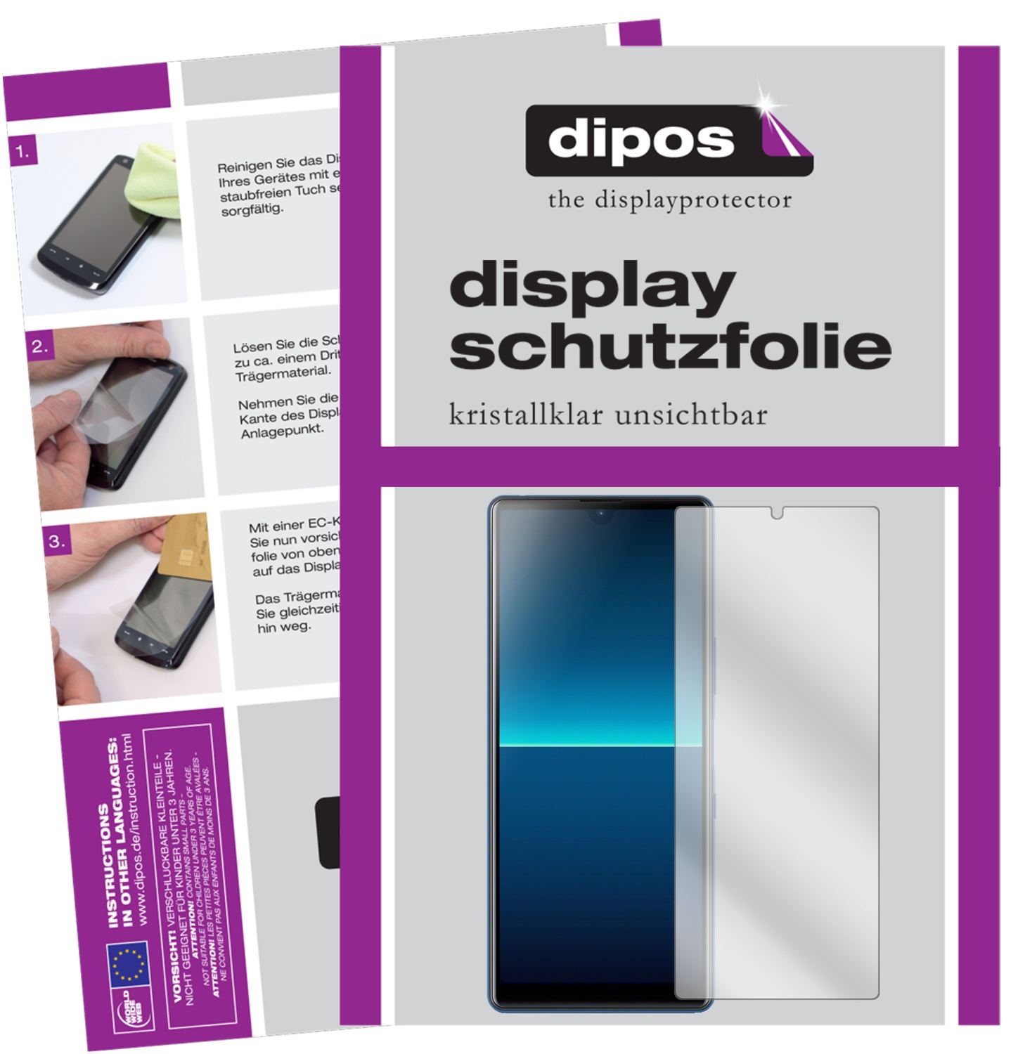 Klare Displayschutzfolie von dipos passend für Sony Xperia L4, präziser Zuschnitt und blasenfrei montiert