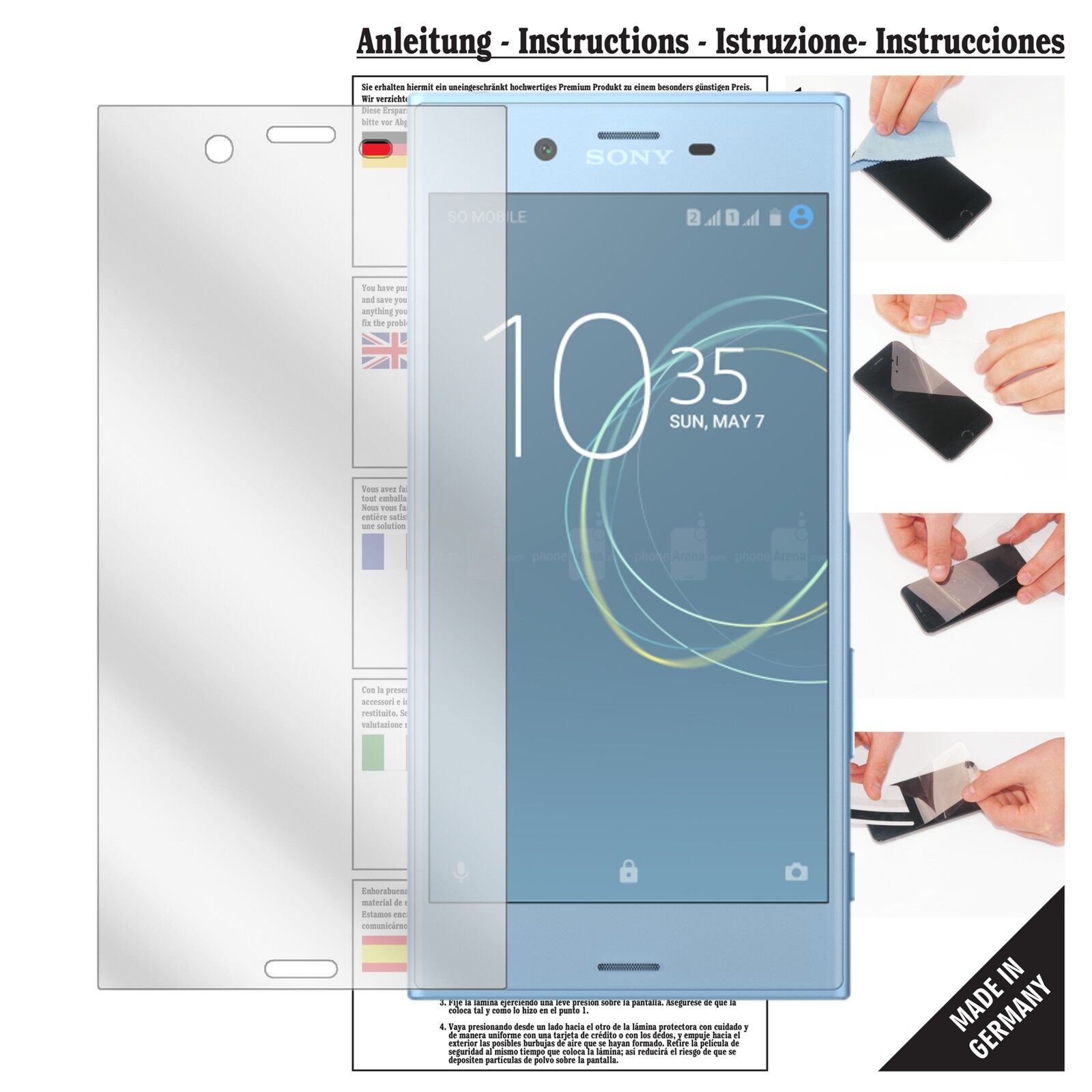 Klare Displayschutzfolie von dipos passend für Sony Xperia XZs, präziser Zuschnitt und blasenfrei montiert
