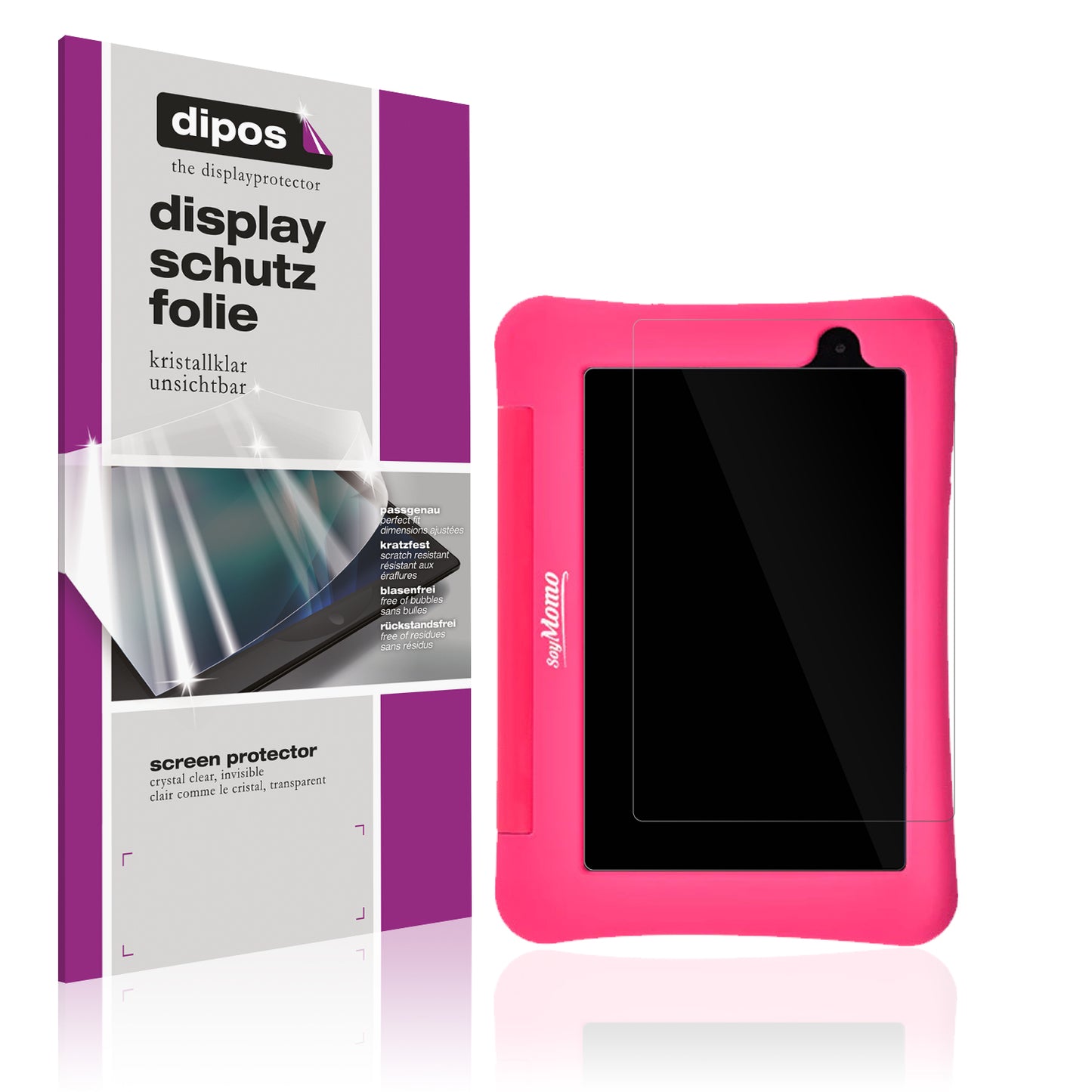 Klare Displayschutzfolie von dipos passend für SoyMomo Tablet Pro 2.0, präziser Zuschnitt und blasenfrei montiert