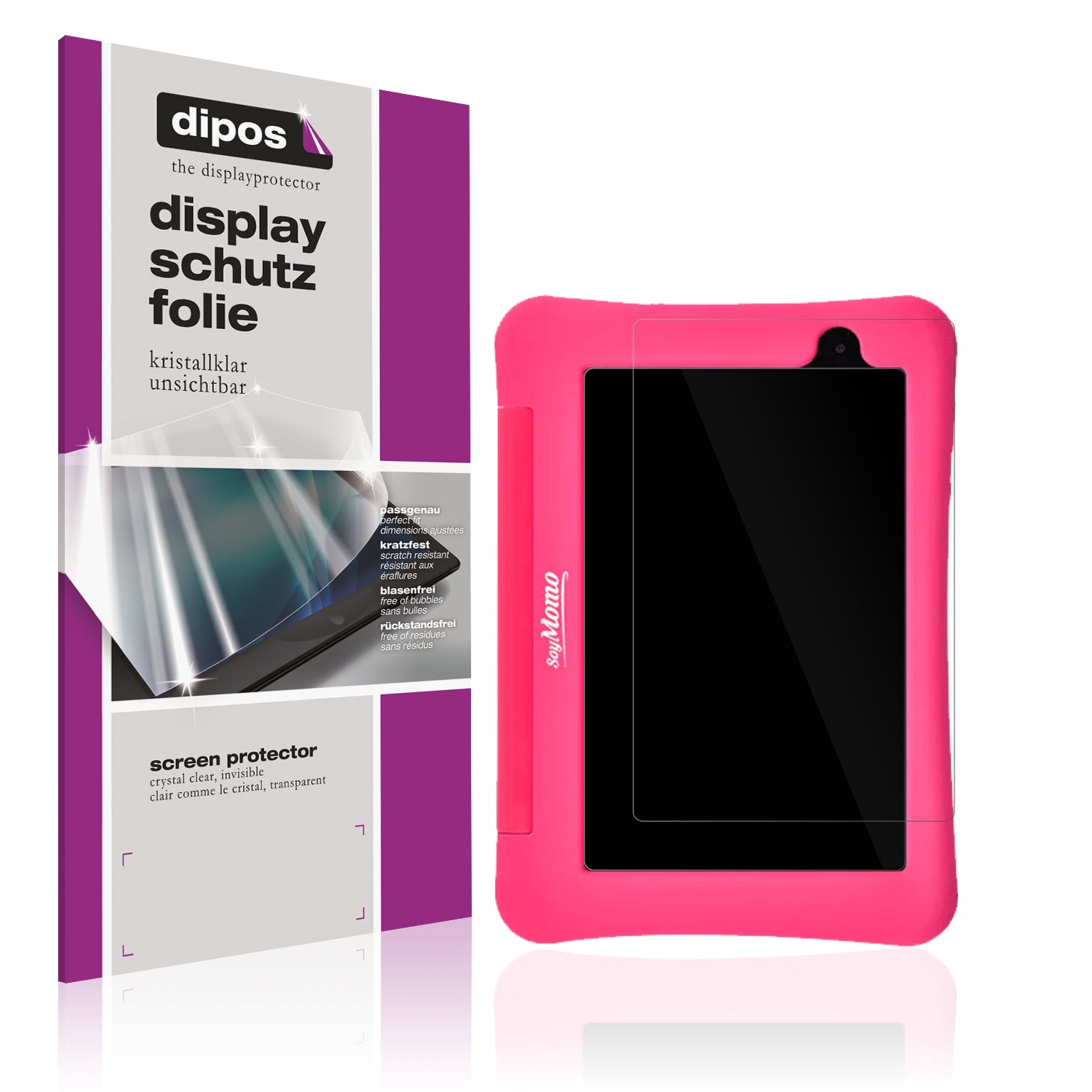 Klare Displayschutzfolie von dipos passend für SoyMomo Tablet Pro 2.0, präziser Zuschnitt und blasenfrei montiert