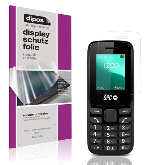 Klare Displayschutzfolie von dipos passend für SPC Talk 2 Go, präziser Zuschnitt und blasenfrei montiert