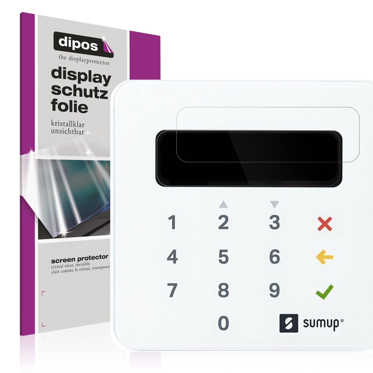Klare Displayschutzfolie von dipos passend für SumUp Air, präziser Zuschnitt und blasenfrei montiert