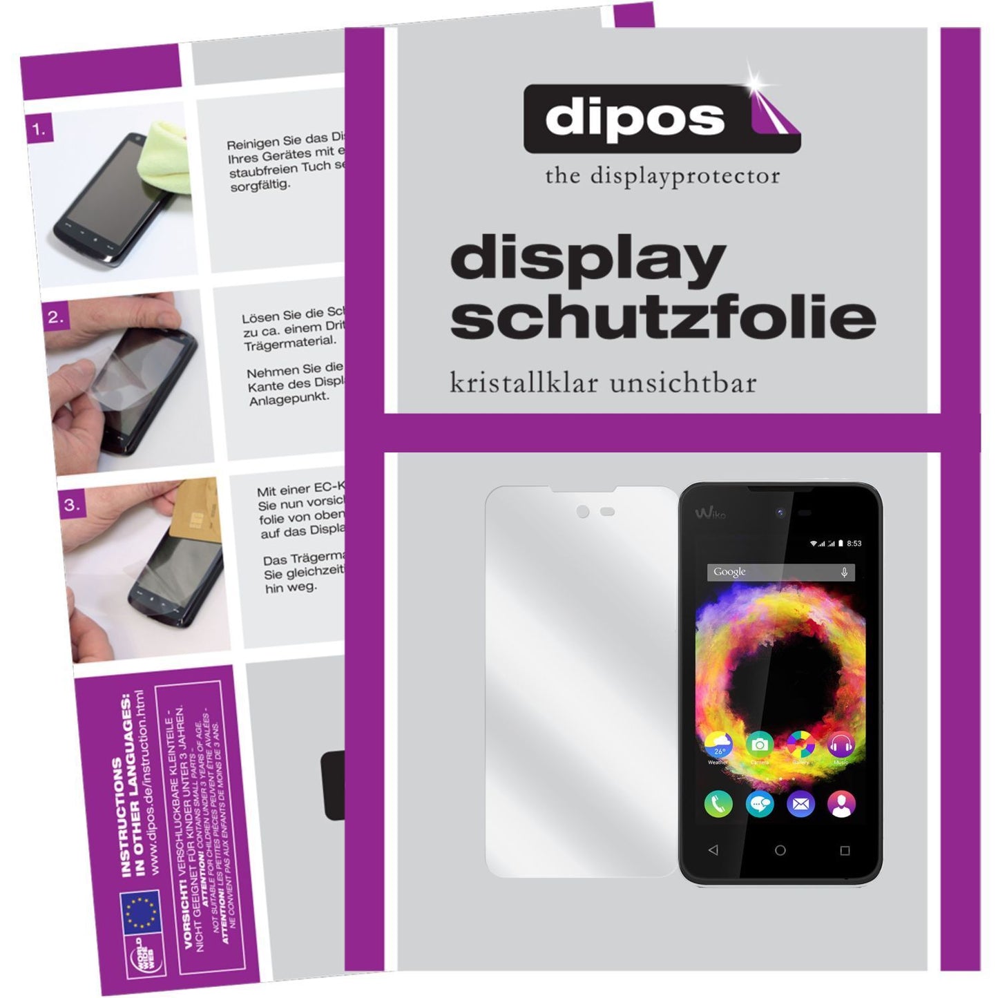 Klare Displayschutzfolie von dipos passend für Sunset 2 Wiko, präziser Zuschnitt und blasenfrei montiert