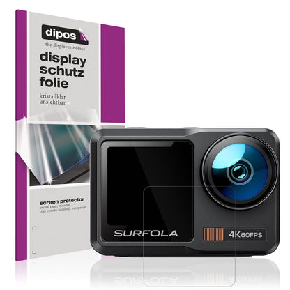 Klare Displayschutzfolie von dipos passend für Surfola SF630 Action Cam, präziser Zuschnitt und blasenfrei montiert