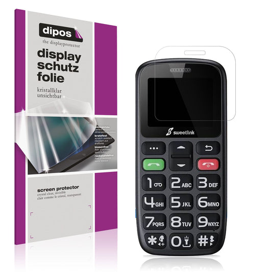 Klare Displayschutzfolie von dipos passend für SweetLink S2Plus, präziser Zuschnitt und blasenfrei montiert