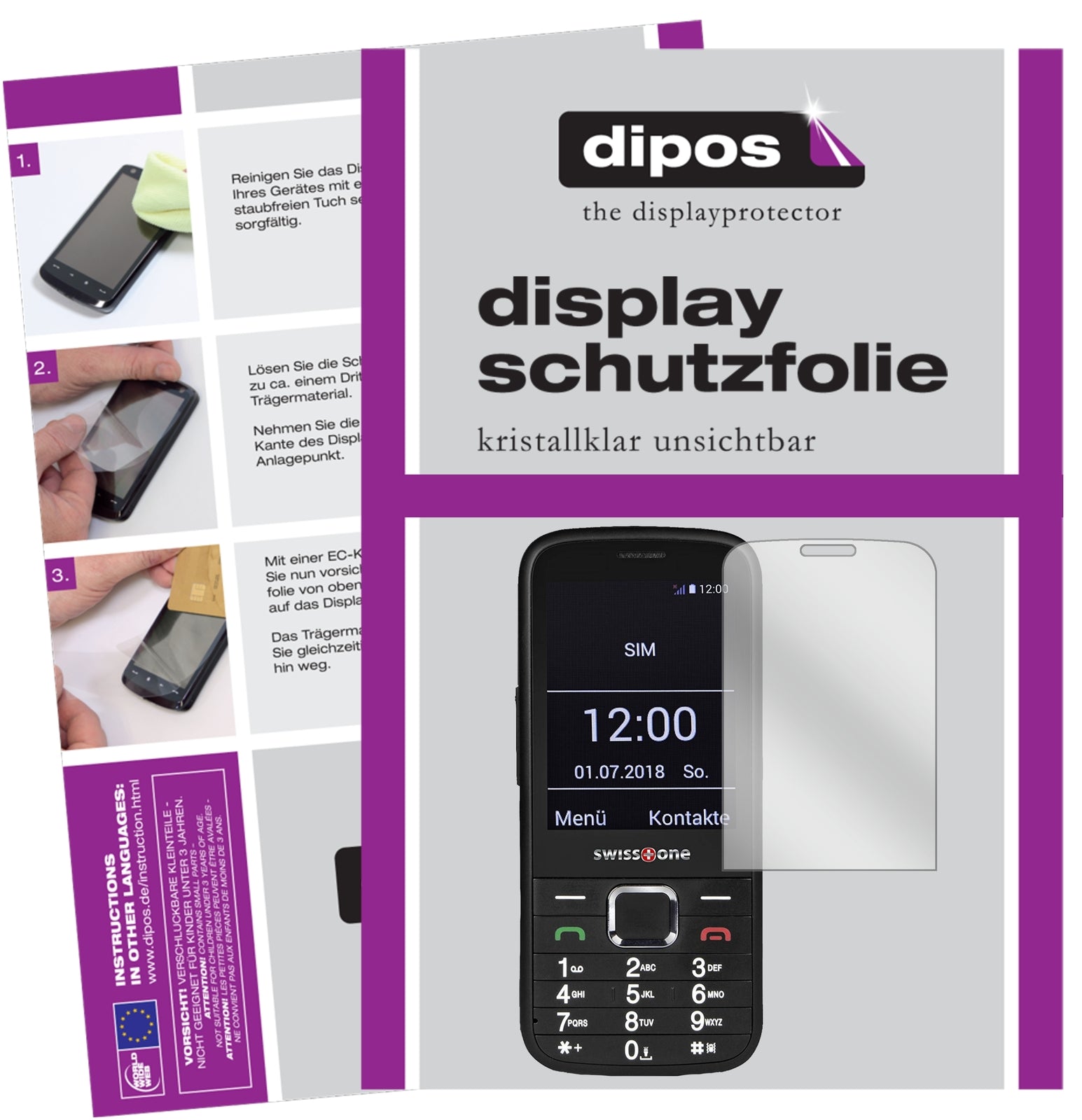 Klare Displayschutzfolie von dipos passend für Swisstone BBM 570, präziser Zuschnitt und blasenfrei montiert