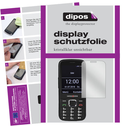 Klare Displayschutzfolie von dipos passend für Swisstone BBM 570, präziser Zuschnitt und blasenfrei montiert
