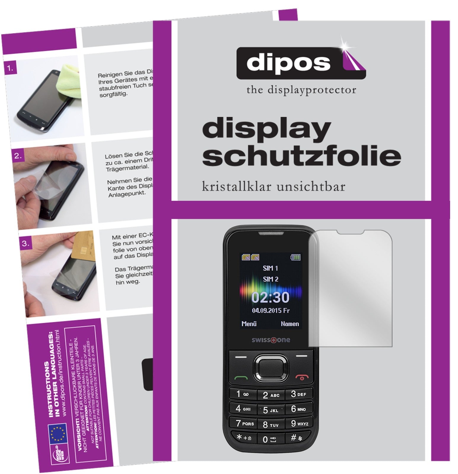 Klare Displayschutzfolie von dipos passend für Swisstone SC 230, präziser Zuschnitt und blasenfrei montiert