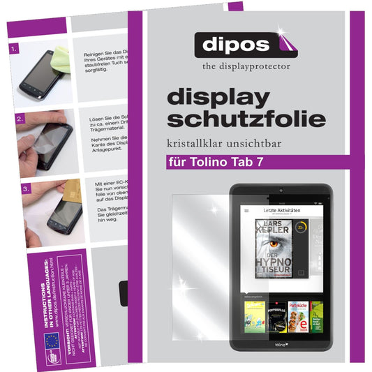 Klare Displayschutzfolie von dipos passend für Tab 7 Tolino, präziser Zuschnitt und blasenfrei montiert