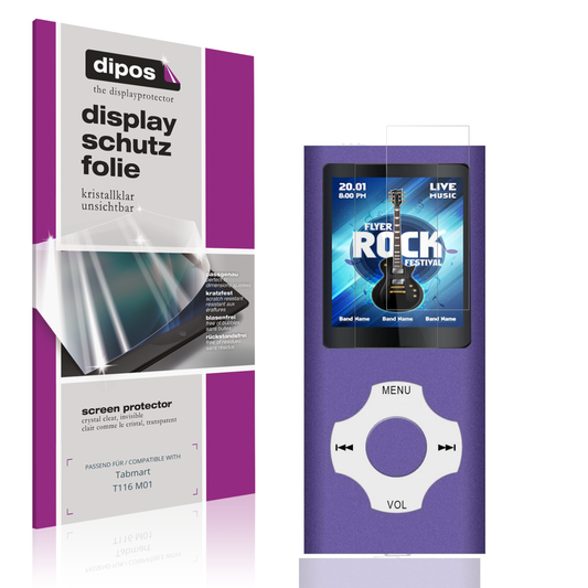 Klare Displayschutzfolie von dipos passend für Tabmart T116 M01, präziser Zuschnitt und blasenfrei montiert