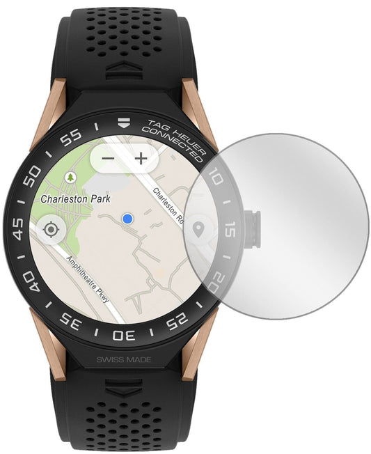 Klare Displayschutzfolie von dipos passend für Tag Heuer Connected Modular 45, präziser Zuschnitt und blasenfrei montiert