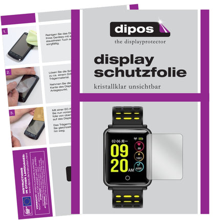 Klare Displayschutzfolie von dipos passend für TagoBee TB06 Smartwatch, präziser Zuschnitt und blasenfrei montiert