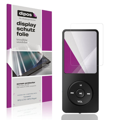 Klare Displayschutzfolie von dipos passend für Tarswesi BFQ-LCT01 MP3-Player, präziser Zuschnitt und blasenfrei montiert