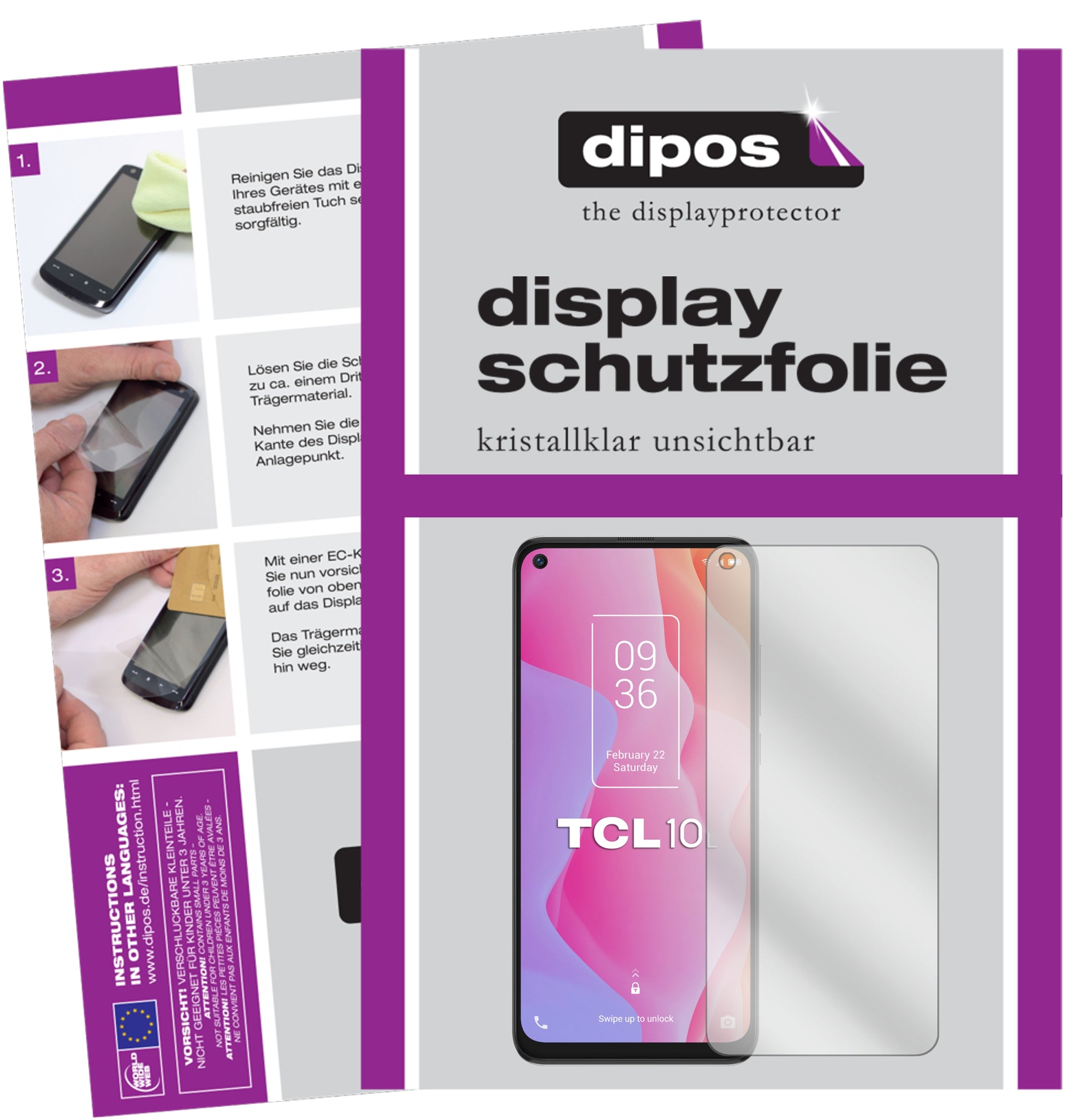 Klare Displayschutzfolie von dipos passend für TCL 10L, präziser Zuschnitt und blasenfrei montiert