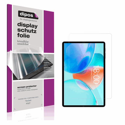Klare Displayschutzfolie von dipos passend für Teclast P50T, präziser Zuschnitt und blasenfrei montiert