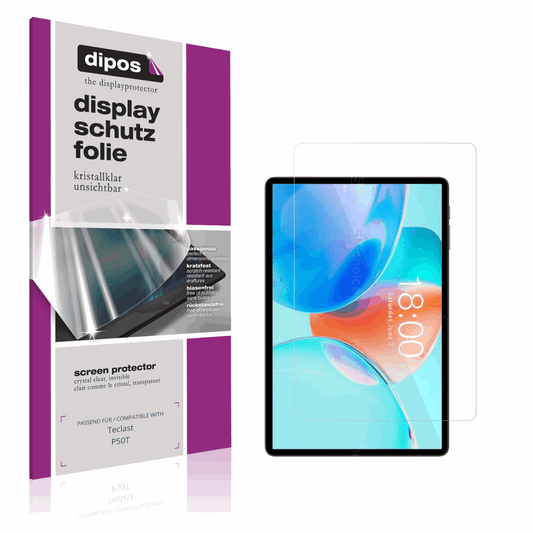 Klare Displayschutzfolie von dipos passend für Teclast P50T, präziser Zuschnitt und blasenfrei montiert