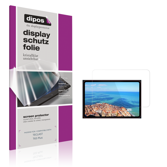 Klare Displayschutzfolie von dipos passend für TECLAST T65 Plus, präziser Zuschnitt und blasenfrei montiert