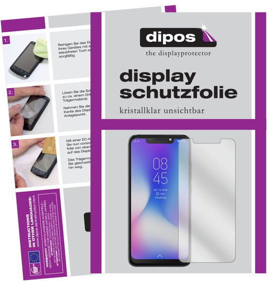 Klare Displayschutzfolie von dipos passend für Tecno Camon 11 Pro, präziser Zuschnitt und blasenfrei montiert