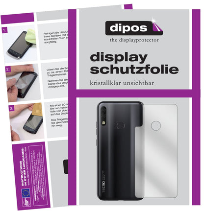 Klare Displayschutzfolie von dipos passend für Tecno Camon 11 Pro Rückseite, präziser Zuschnitt und blasenfrei montiert