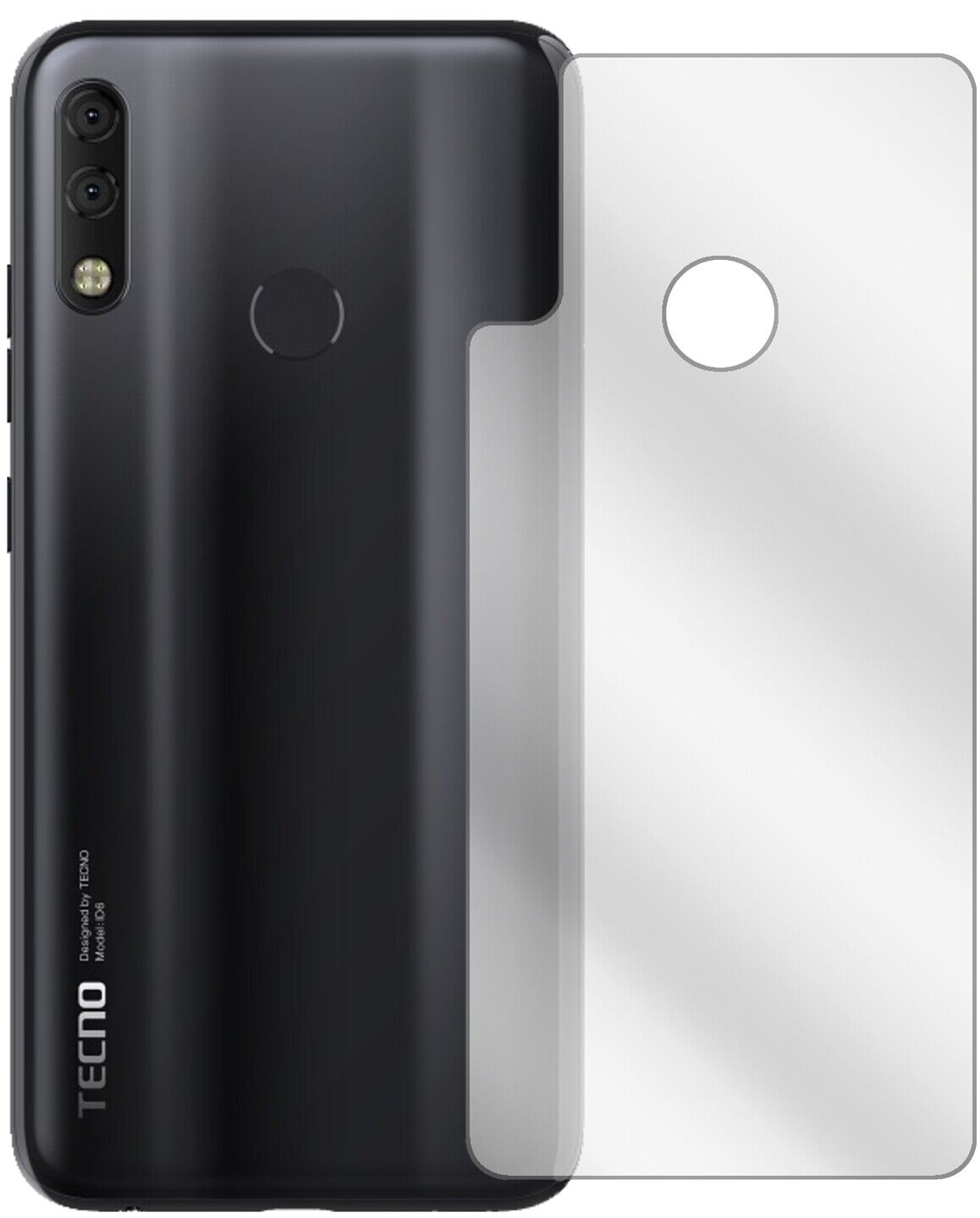 Klare Displayschutzfolie von dipos passend für Tecno Camon 11 Pro Rückseite, präziser Zuschnitt und blasenfrei montiert