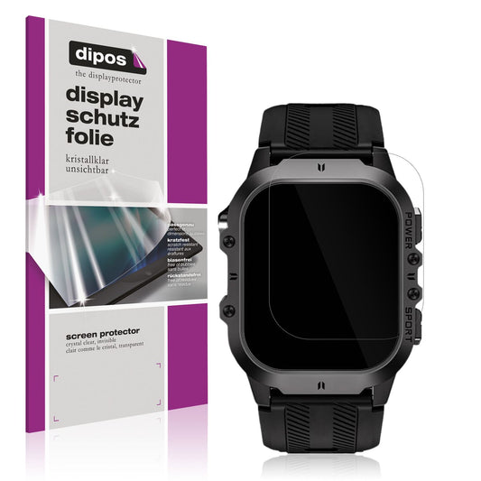 Klare Displayschutzfolie von dipos passend für Tesofit Smartwatch 1.85 Zoll, präziser Zuschnitt und blasenfrei montiert
