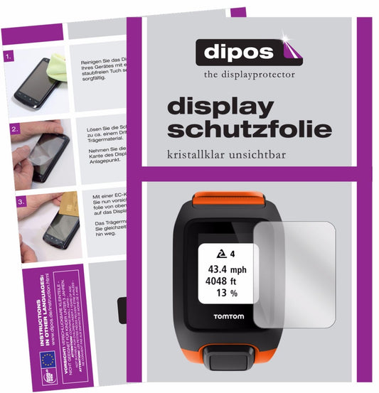 Klare Displayschutzfolie von dipos passend für TomTom Adventurer, präziser Zuschnitt und blasenfrei montiert