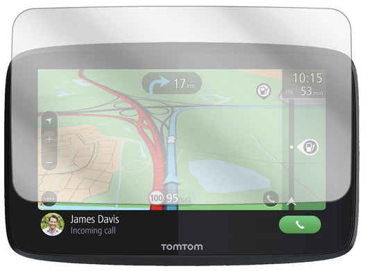 Klare Displayschutzfolie von dipos passend für TomTom GO Essential 6, präziser Zuschnitt und blasenfrei montiert