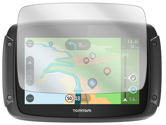 Klare Displayschutzfolie von dipos passend für TomTom Rider 500, präziser Zuschnitt und blasenfrei montiert
