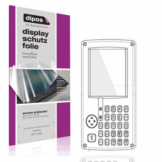 Klare Displayschutzfolie von dipos passend für Topcon GPT-7500, präziser Zuschnitt und blasenfrei montiert