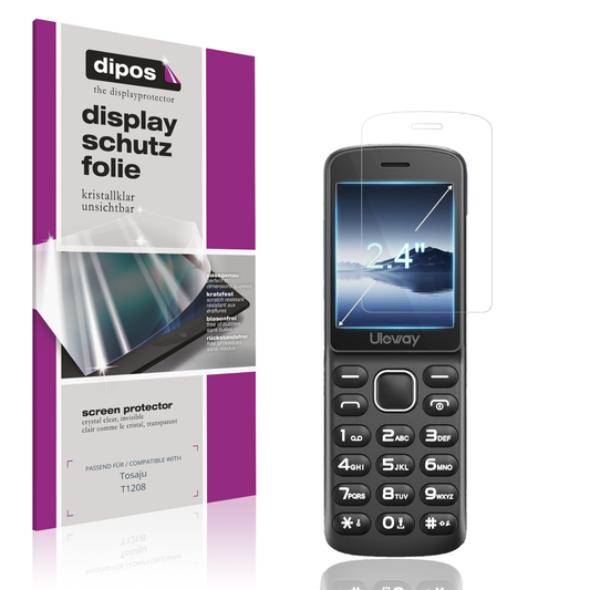 Klare Displayschutzfolie von dipos passend für Tosaju T1208, präziser Zuschnitt und blasenfrei montiert