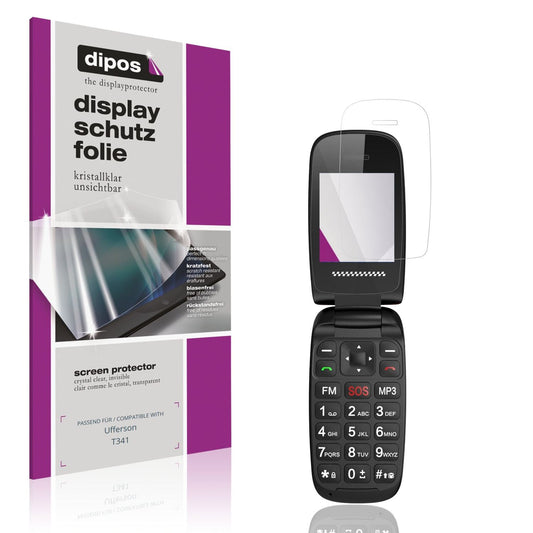 Klare Displayschutzfolie von dipos passend für Ufferson T341, präziser Zuschnitt und blasenfrei montiert