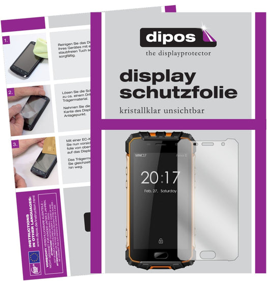 Klare Displayschutzfolie von dipos passend für Ulefone Armor 2, präziser Zuschnitt und blasenfrei montiert