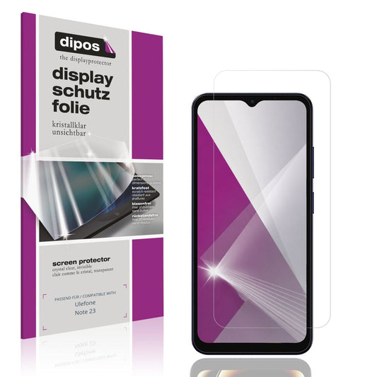 Klare Displayschutzfolie von dipos passend für Ulefone Note 23, präziser Zuschnitt und blasenfrei montiert