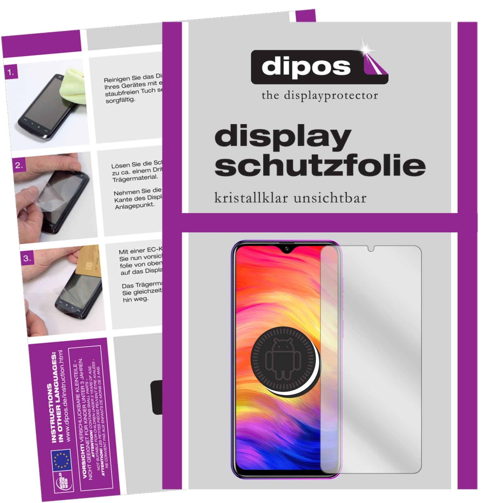 Klare Displayschutzfolie von dipos passend für Ulefone Note 7, präziser Zuschnitt und blasenfrei montiert