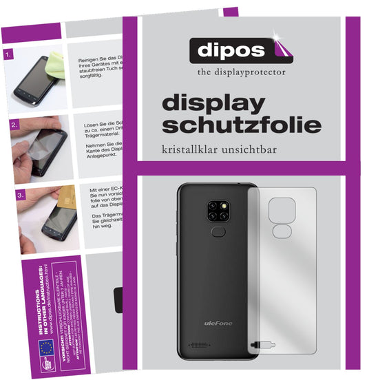 Klare Displayschutzfolie von dipos passend für Ulefone Note 7P Rückseite, präziser Zuschnitt und blasenfrei montiert